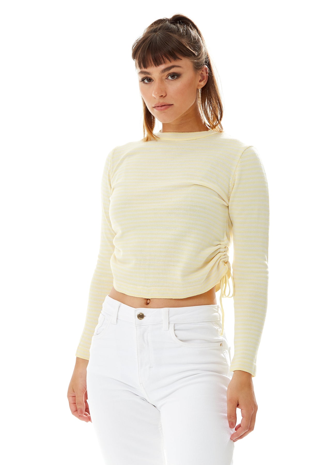 Yellow And White Stripes With Long Sleeves C13-TRTP003