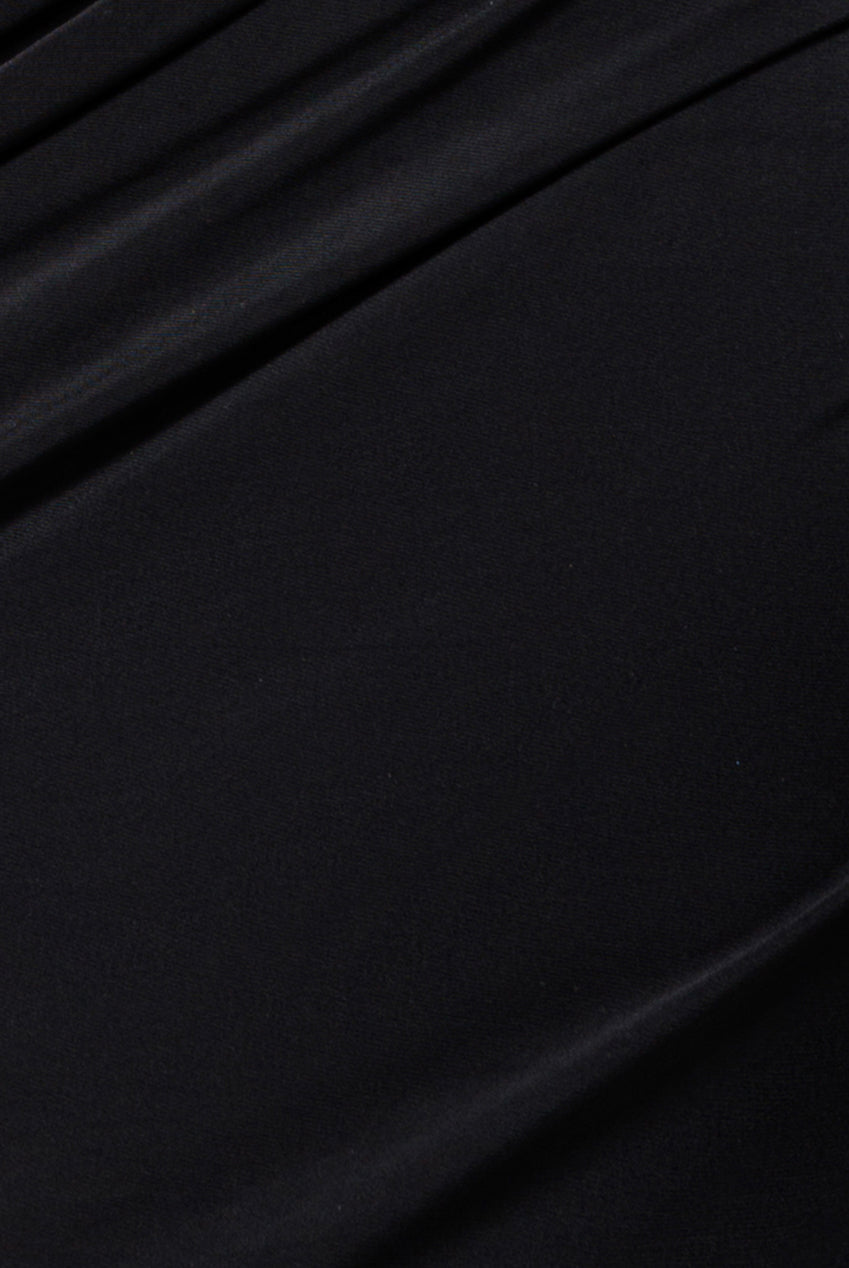 Gathered Cowl Asymmetric Mesh And Soft Touch Maxi Dress - Black DR4800