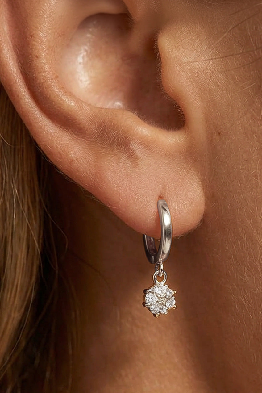 Dainty Huggie Hoop Earrings With Round Stone 563