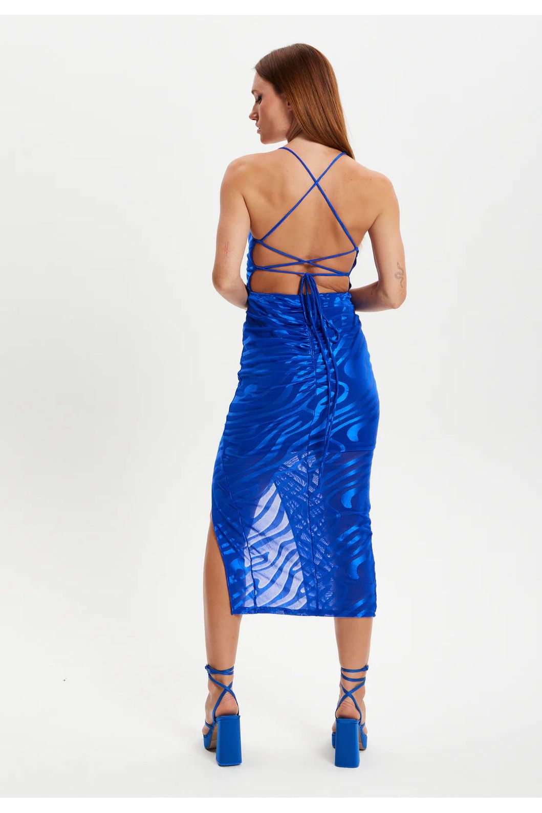 Zebra Print Royal Blue Midi Dress LIQPARTY008