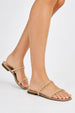 Maddie 2 Band Gemstone Droplet Flat Sliders In Champagne by Miss Diva