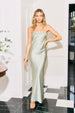 Urban Touch Strapless Folded Bust Satin Maxi Dress