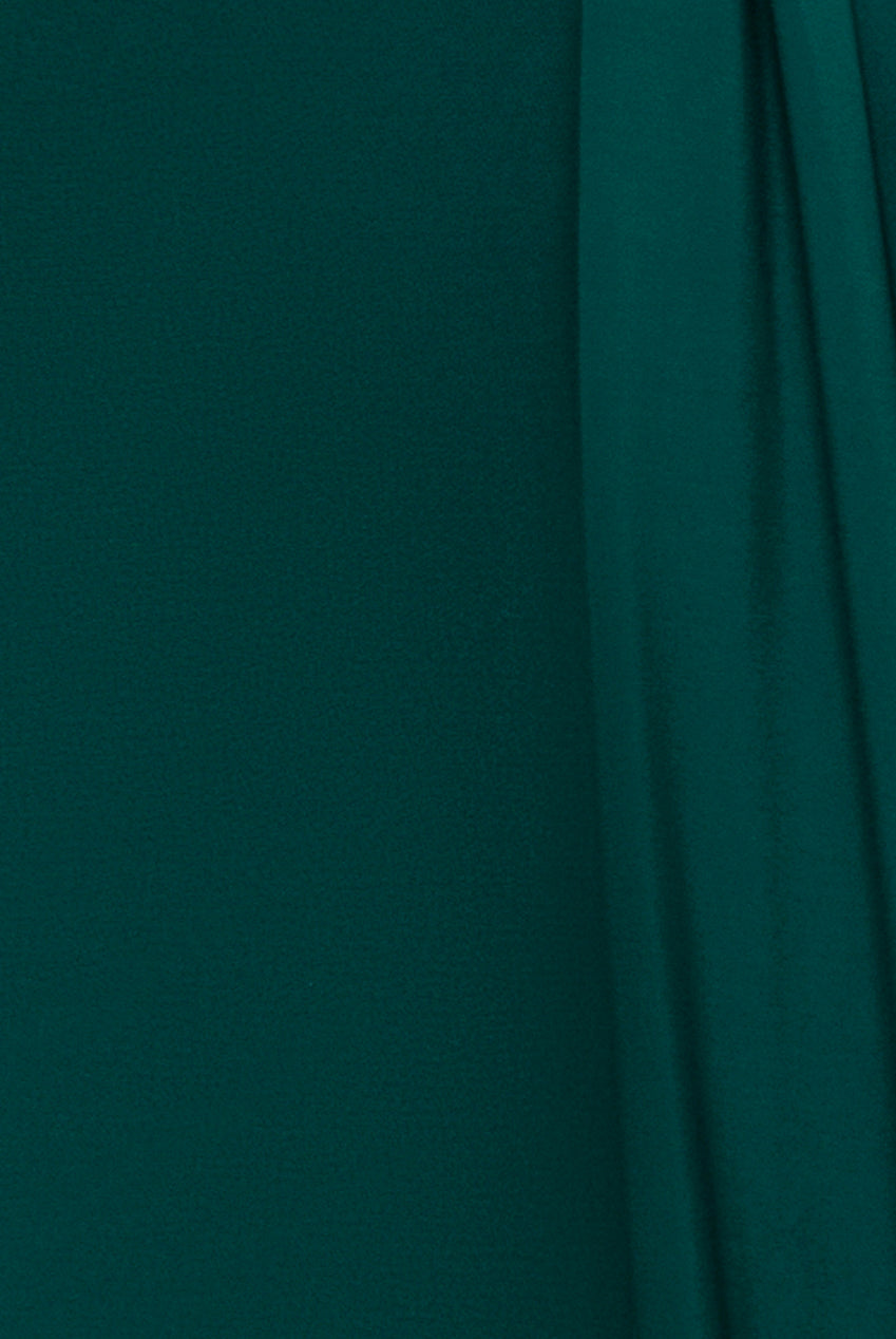 Cowl Plunge Draped Mermaid Maxi Dress - Emerald Green DR4879