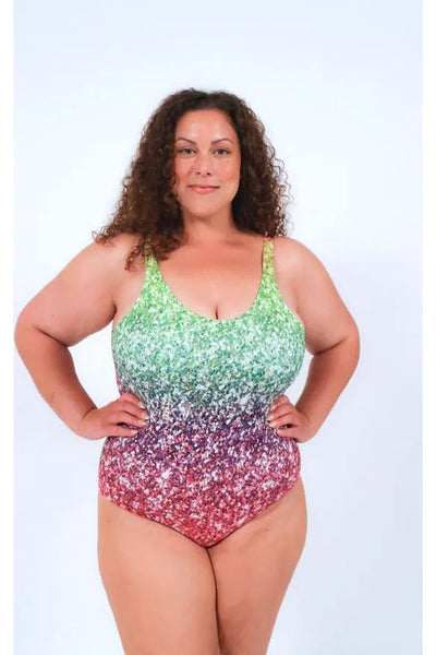 Multi Color - Swimsuit In Rainbow Glitter Print by Maribela