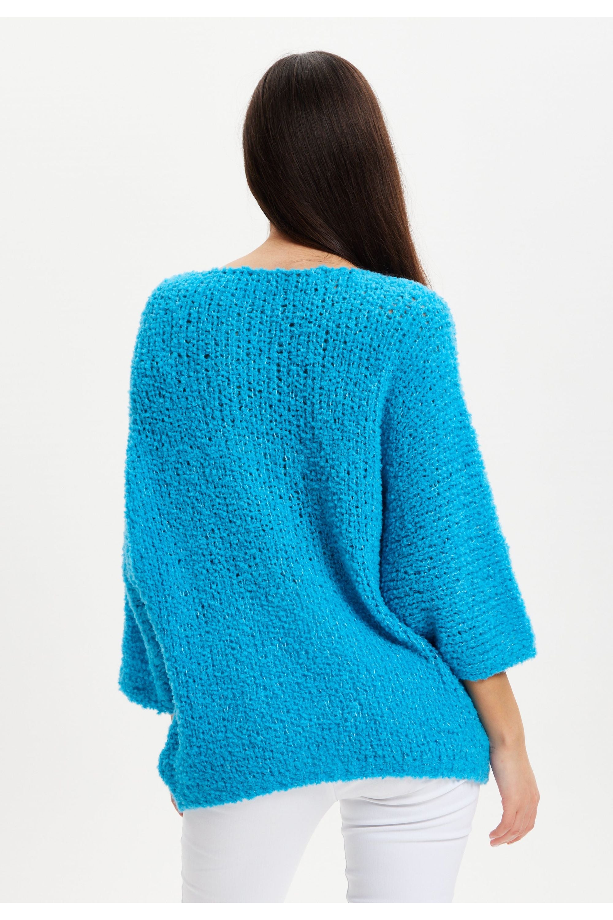 Blue Loose Knit Jumper With Metallic Detail UAL004