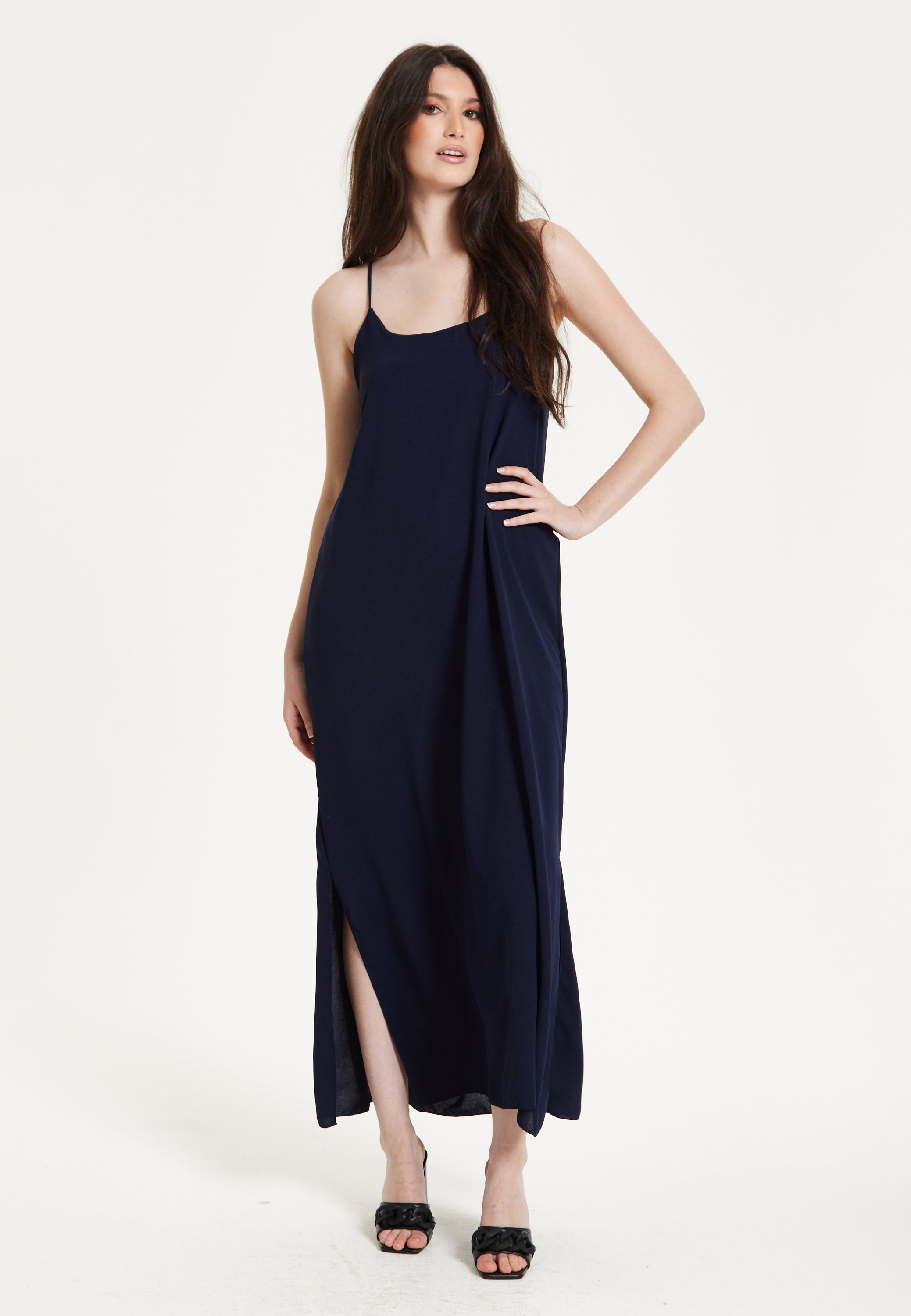 Navy Strappy Split Maxi Dress 25SS8892009