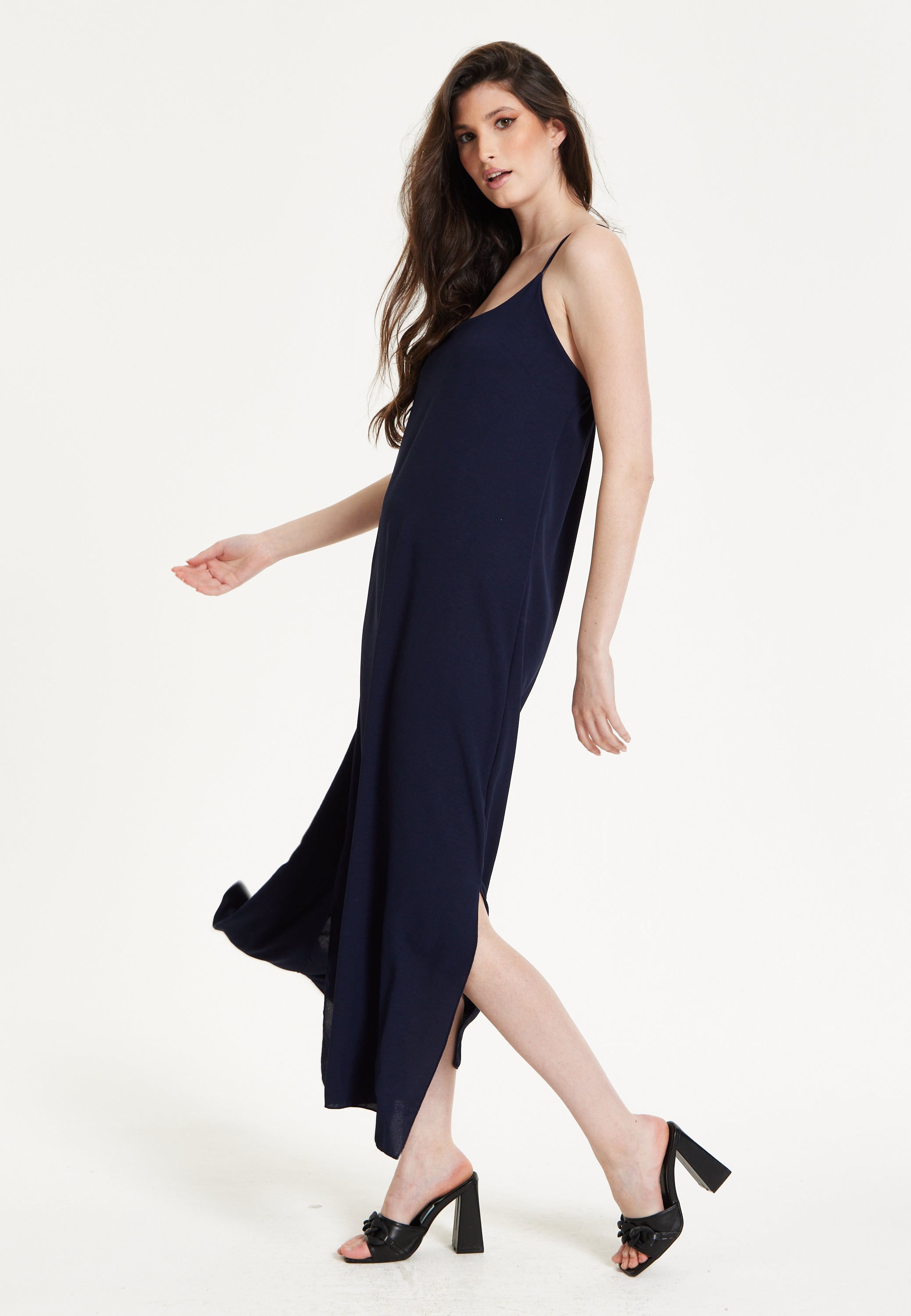 Navy Strappy Split Maxi Dress 25SS8892009