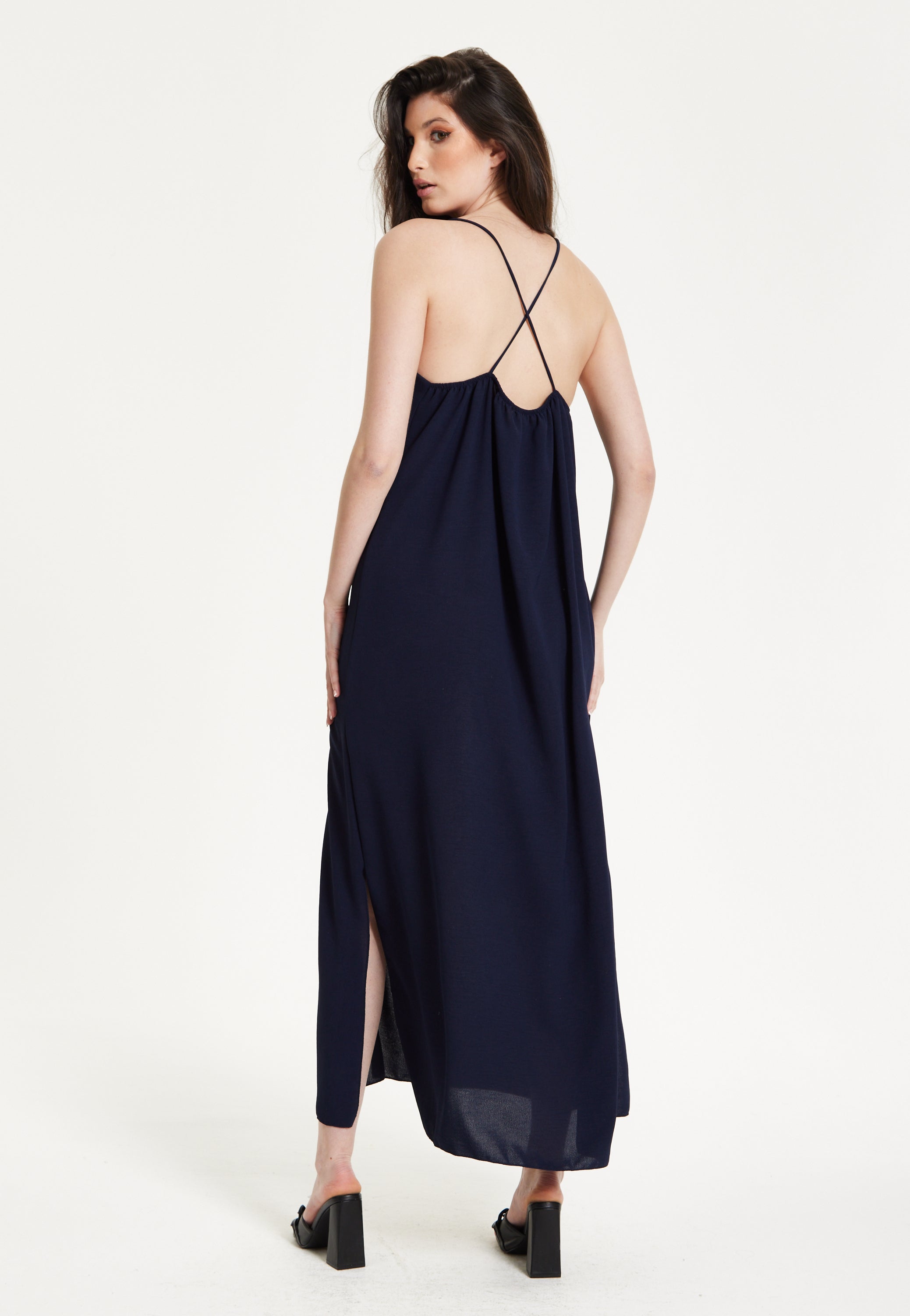 Navy Strappy Split Maxi Dress 25SS8892009