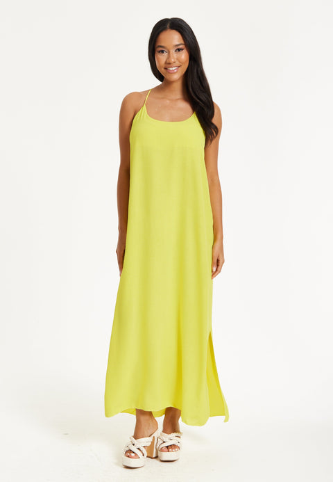 Yellow Cross-Back Maxi Dress by Liquorish