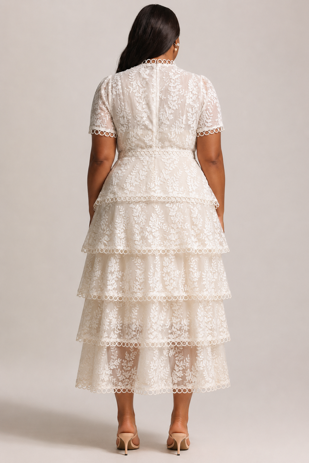 Yedda Resort Flowy Round Neck Short Sleeve Floral Embroidered Woven Maxi Dress C260400053