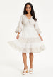 Liquorish Cream Lace Trim Boho Midi Dress