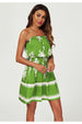 FS Collection Printed Broderie Strapless Mini Dress In Green