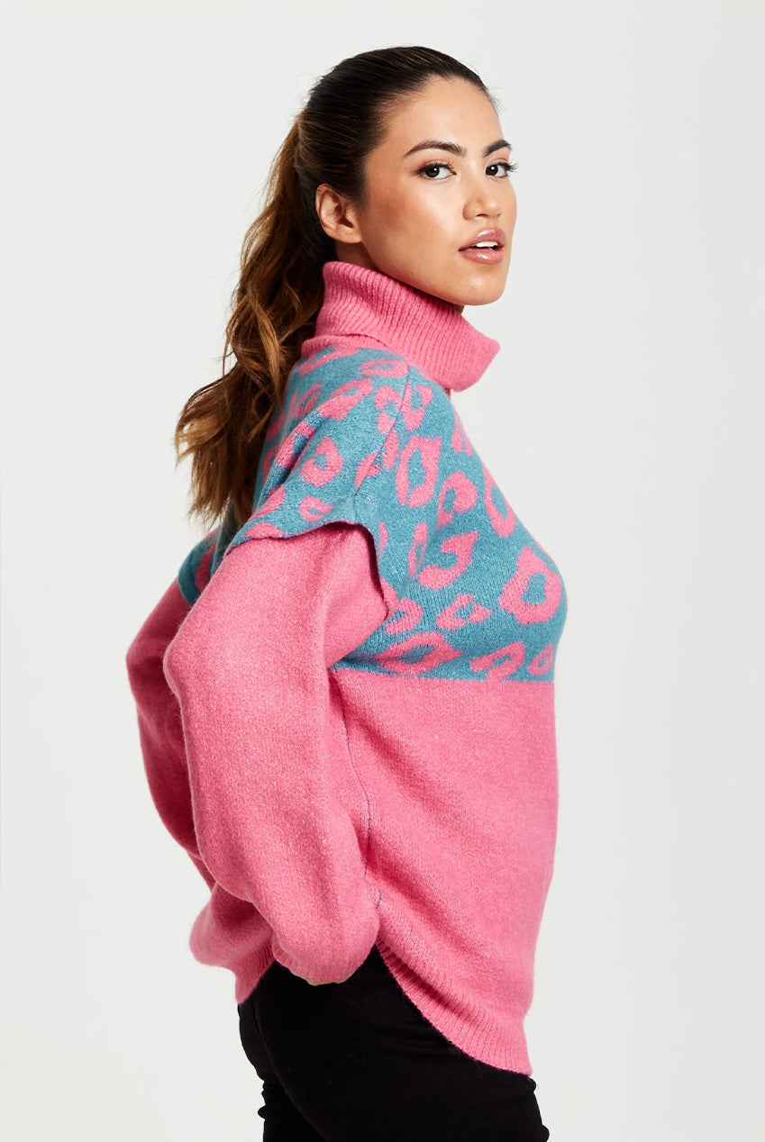 Animal Pattern Roll Neck Jumper A14-LIQ21-175