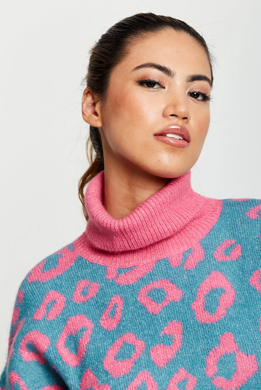 Animal Pattern Roll Neck Jumper A14-LIQ21-175