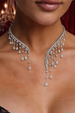 Rueny Luxury V Shape Multi Layer Crystal Drop Rhinestone Tassel Necklace by Bella Barnett