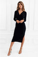 ABBEY BLACK MIDI DRESS by Honor Gold