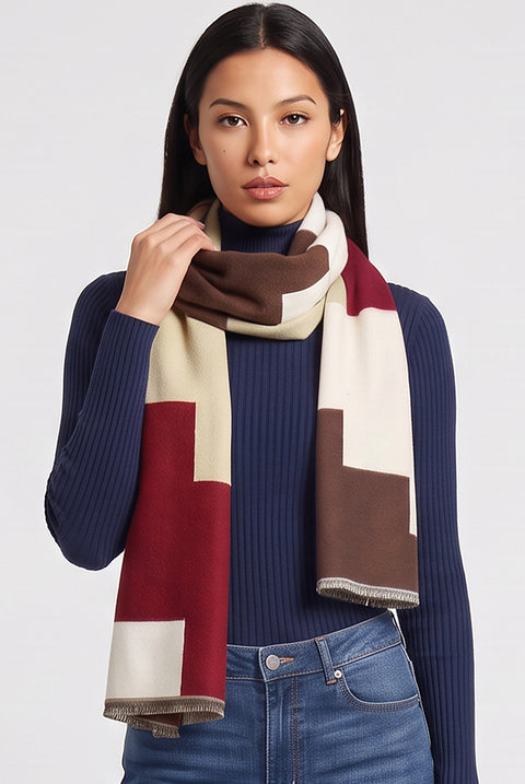 Multi Ladies Abstract Geometric Print Scarf by Gini London