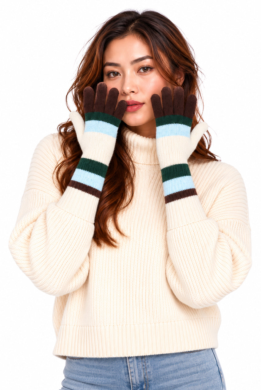 Multi Ladies Longline Striped Gloves AC0015