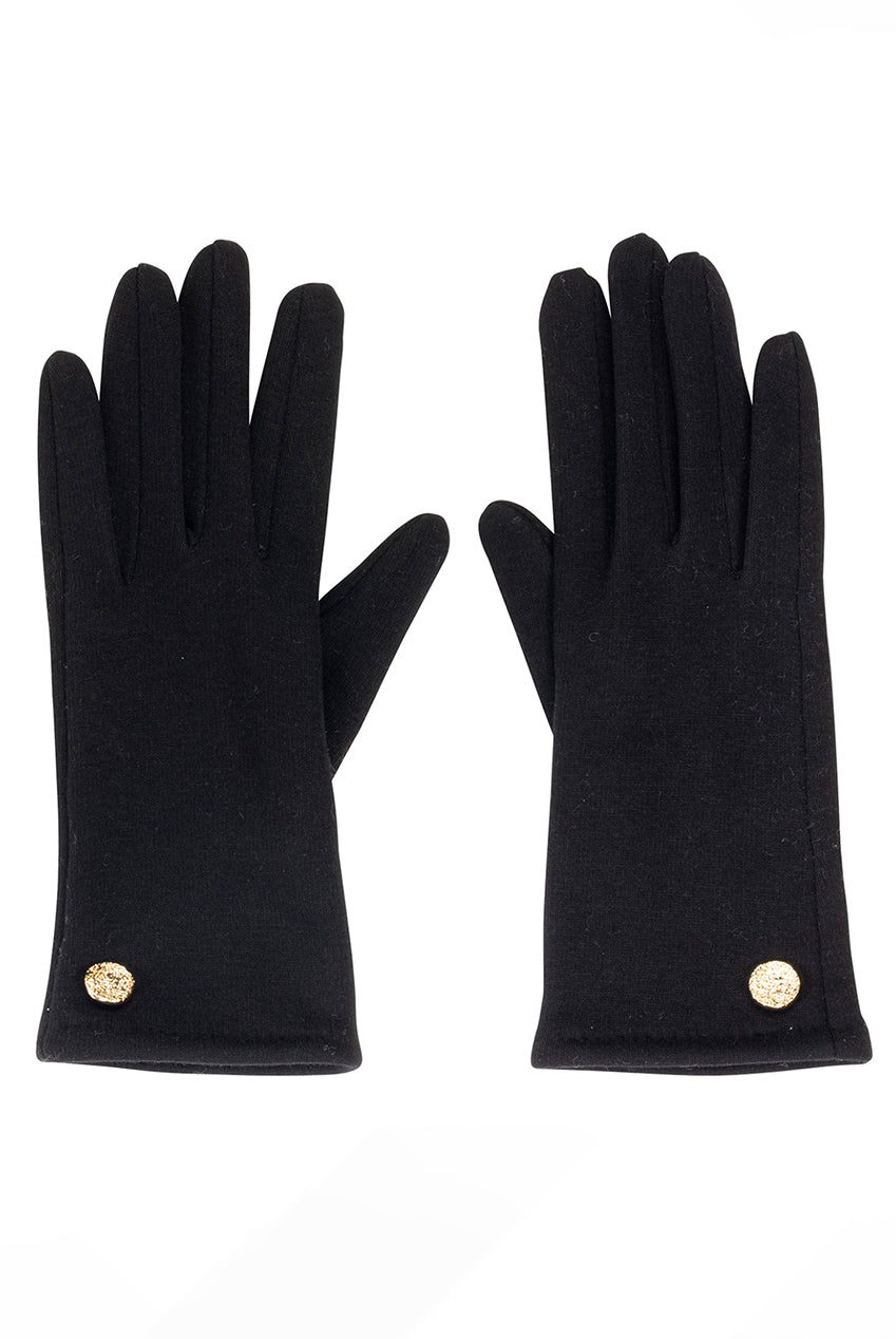 Black Gold Button Detail Gloves AC0017