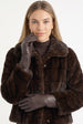 Brown Ladies Faux Leather Side Zip Gloves by Gini London