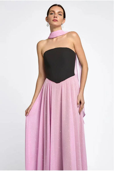 Pink - Glitter Chiffon Scarf by Goddiva