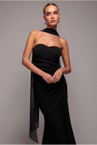 Black - Chiffon Scarf - Black by Goddiva