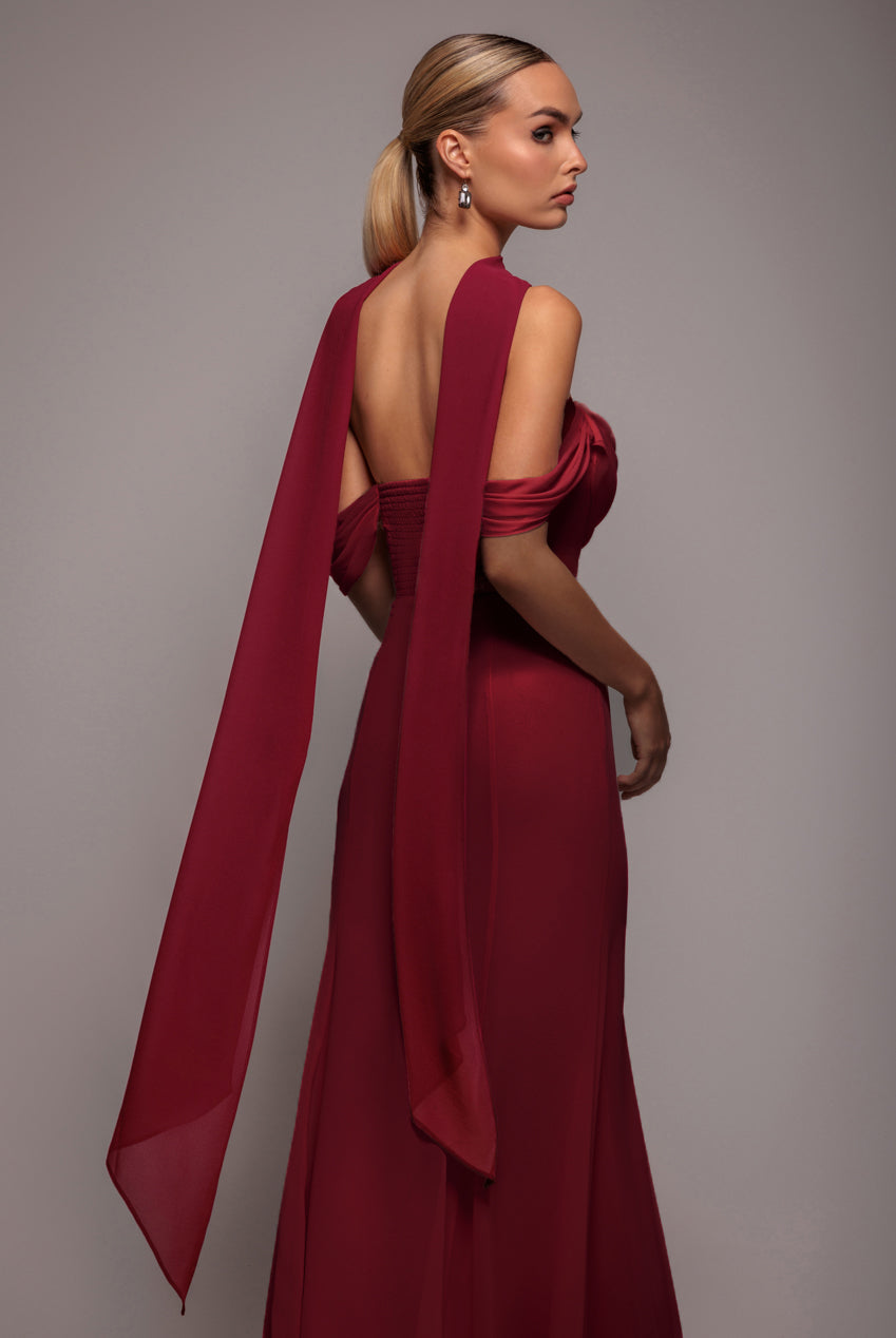 Chiffon Scarf - Burgundy AC15