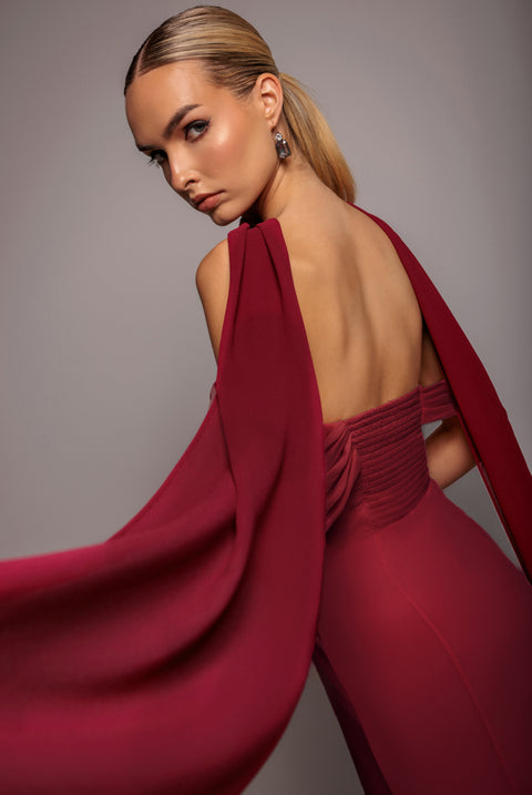 Chiffon Scarf - Burgundy by Goddiva