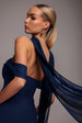 Chiffon Scarf - Navy Blue by Goddiva
