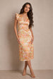 V Neck Abstract Foil Spot Print Midi Dress In Multi by Chi Chi London