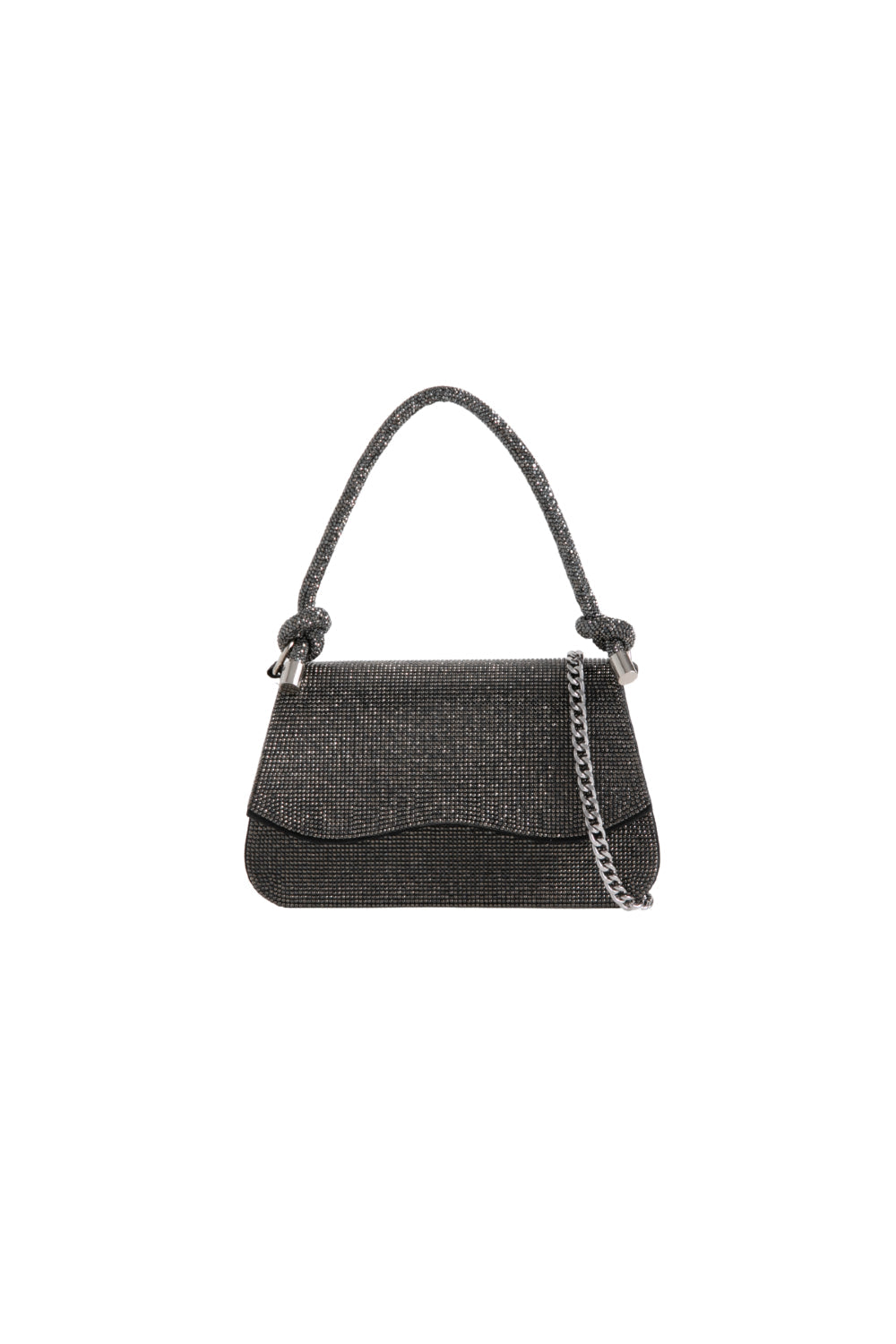 Black Diamante Top Handle Bag With Knot Details ALLD3220