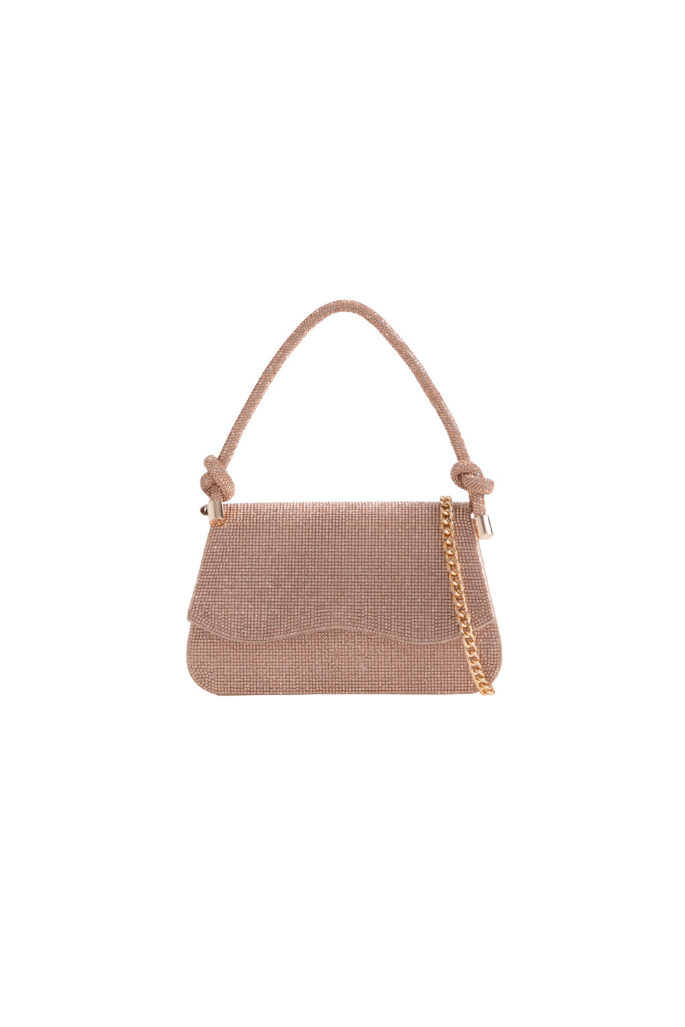 Rose Gold Diamante Top Handle Bag With Knot Details ALLD3220