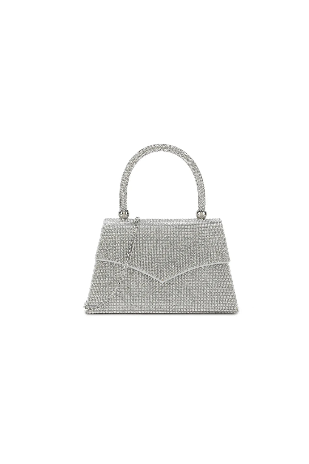 Silver Diamante Top Handle Bag ALH3015
