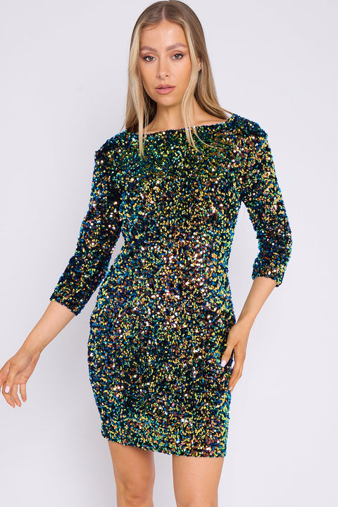 Multicolour Sequin Mini Dress by Aftershock London