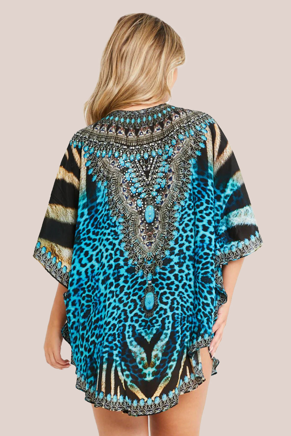 Blue Short Beach Dress Kaftan AL2430