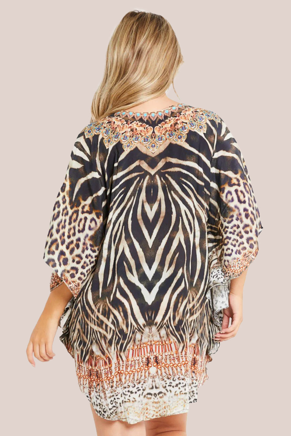 Animal Print Short Beach Dress Kaftan AL2407