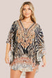 Aftershock London Animal Print Short Beach Dress Kaftan
