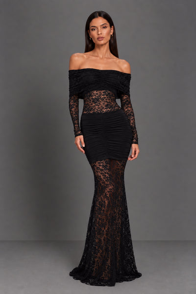 Black - Alessia Black Lace Maxi Dress by Honor Gold