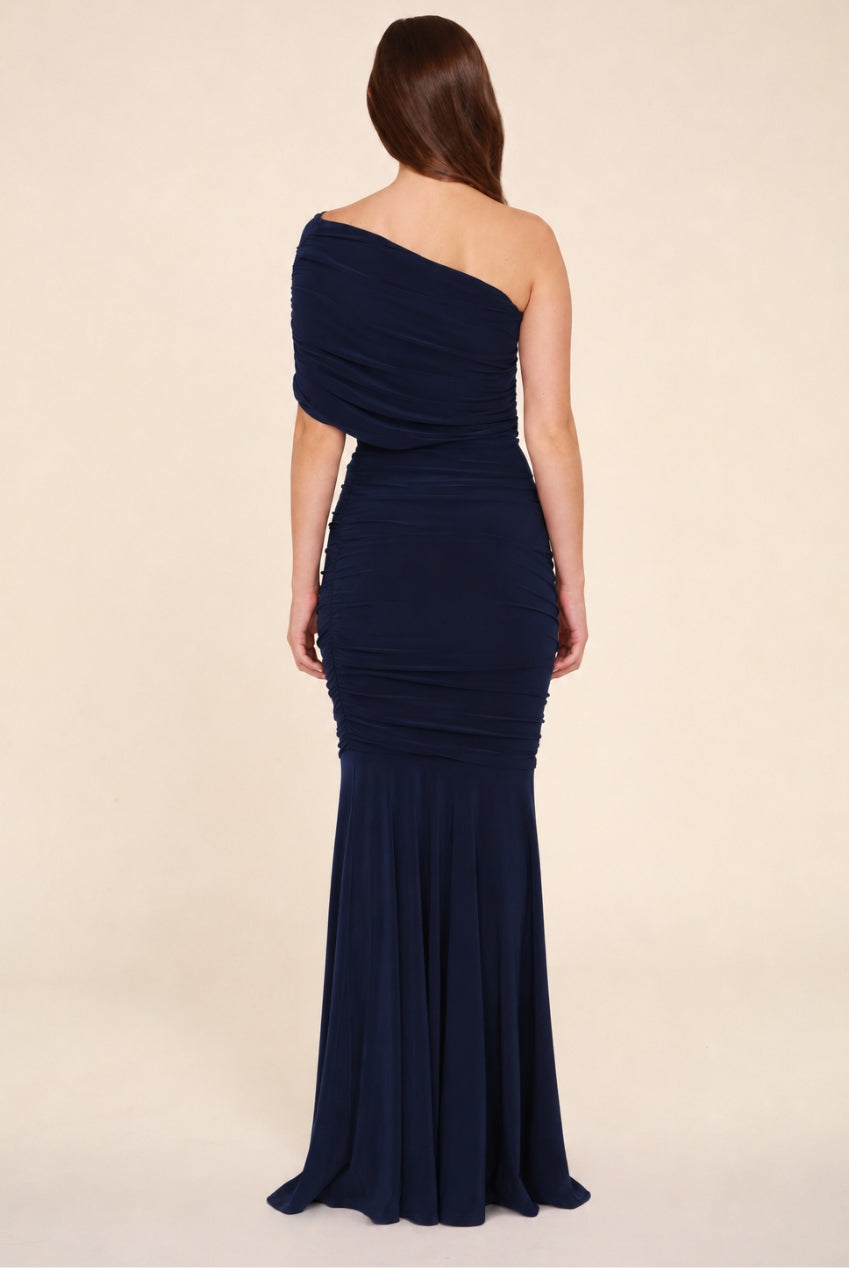 Alice Navy One Shoulder Bridesmaids Occasion Maxi Dress HG-ALICE-BRIDESMAID
