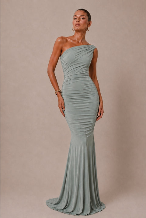 Alicia Sage Green Multiway Wear Maxi Dress by Honor Gold