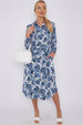 LOVE SUNSHINE Blue Tie Dye Print Long Sleeve Midi Shirt Dress