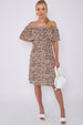 LOVE SUNSHINE Tan Leopard Print Bardot Mini Dress