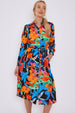 LOVE SUNSHINE Astract Floral Print Midi Shirt Dress