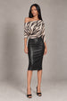Aubrey Zebra Animal Print Batwing Off The Shoulder Top by Honor Gold