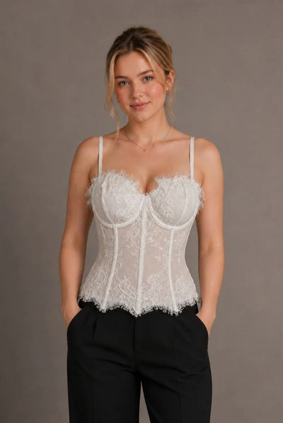 Ivory - Ivory Lace Corset Cami Top by Avinci