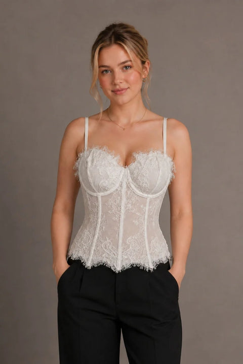 Ivory Lace Corset Cami Top by Avinci