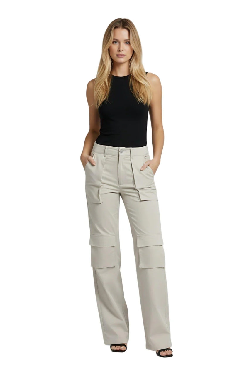 High Waist Tailored Cargo Trousers With Pocket Detail AV-CMZ3098ST