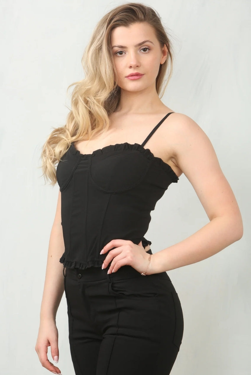 Black Body-Contouring Corset Top AV-S1202-BLACK