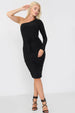 Avinci Black One Shoulder Ruched Slinky Midi Dress