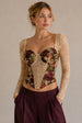 Floral Lace Long Sleeve Corset Top With Lace-Up Back by Avinci